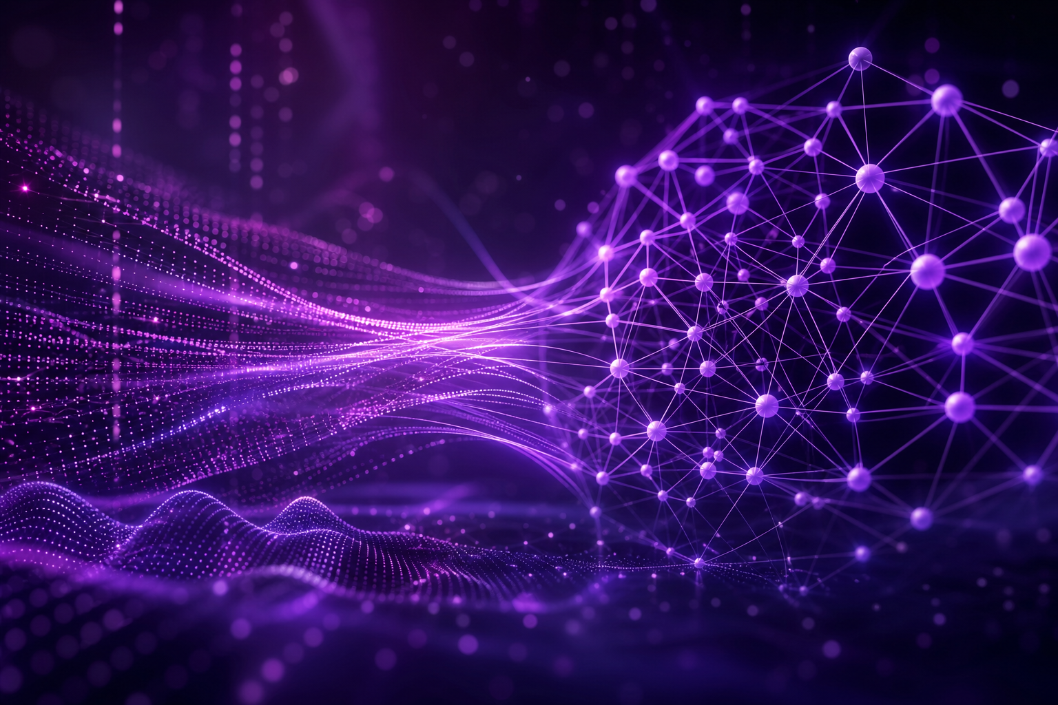 Abstrakte Visualisierung neuronaler Netze und KI-Datenströme